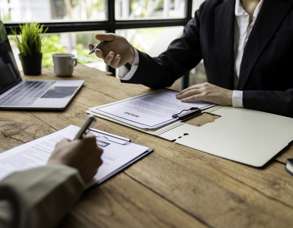 HR manager interviewing job applicant